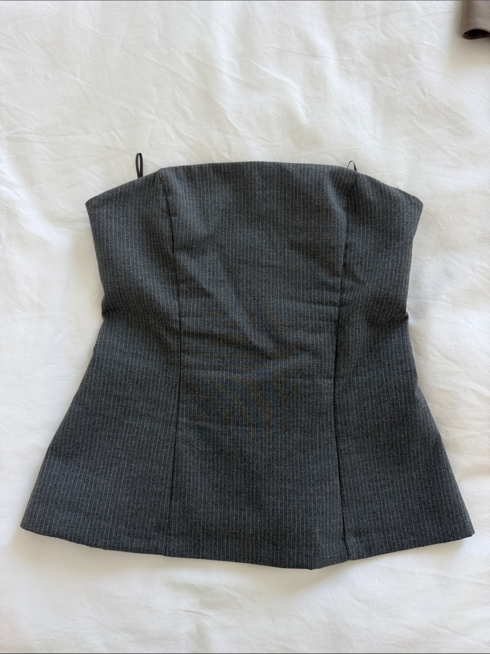 Zara Strapless Pinstripe Dress in Gray